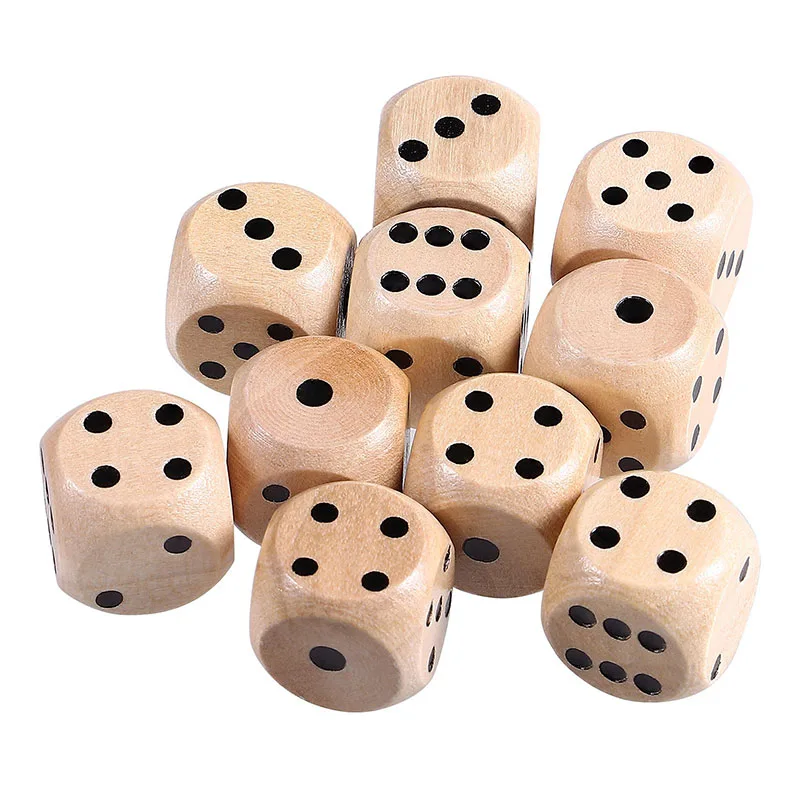 

10Pcs/Set Wooden Dice Set Polyhedral Game Dice 6-sided Point Dice for Table Game Board Game Acessorios 16mm