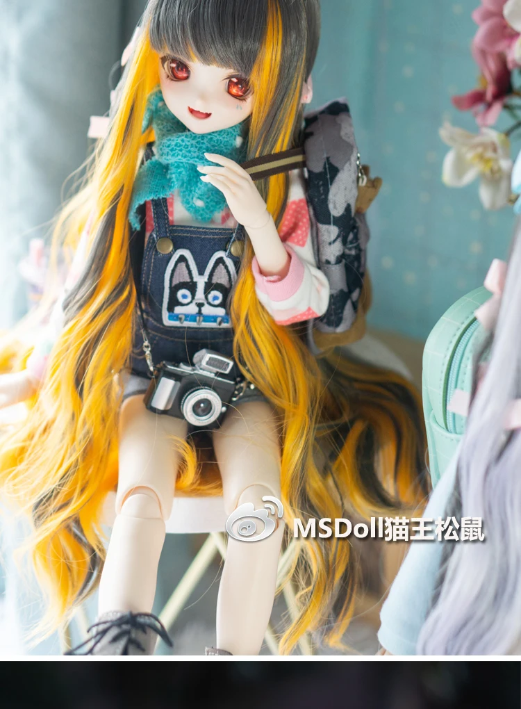 1/3 Bjd Wig Gradient Color Long Curly Hair 1/4 BJD MDD Doll Wig Anime Style Hair Accessories DIY Dress Up Female Toy for Girls
