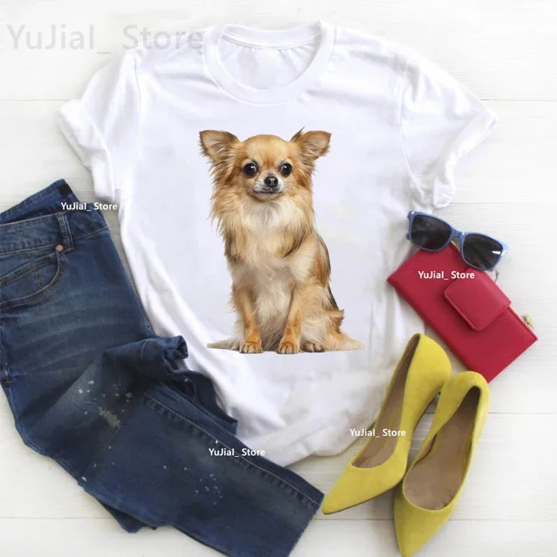 Kawaii Clothes Chihuahua Animal Print T Shirt For Girls Dog Lover Tshirt Women Harajuku Shirt Summer Tops Tee Shirt Femme