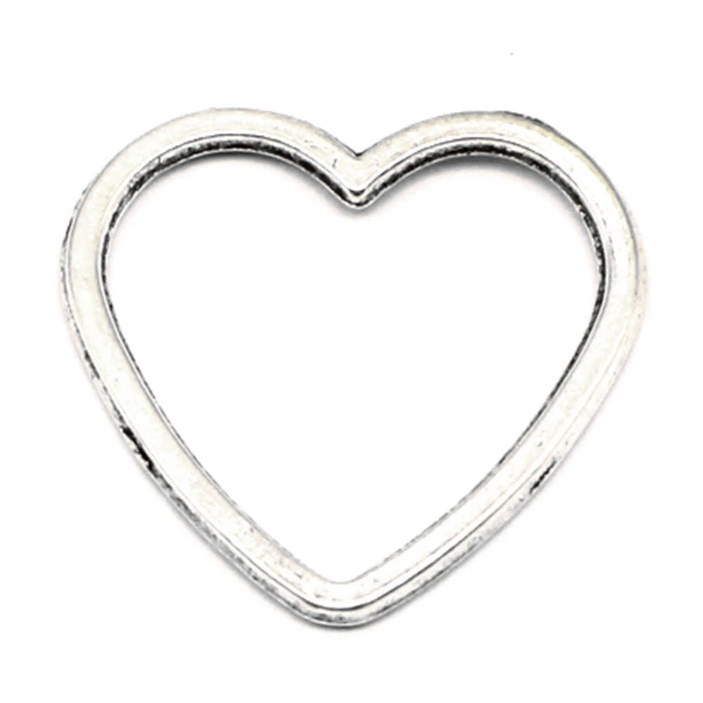 Skeleton Peach Heart Connector Jewelri Pendant Crafts Accessories Jewelry Trendy 24x25mm 10pcs Antique Silver Color