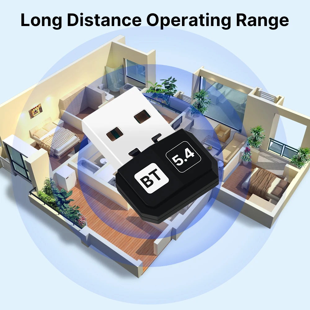 USB Bluetooth 5.4 Dongle Adapter Wireless for PC Bluetooth 5.3/5.2/5.0 Mouse Audio Receiver Transmitter Driver Free For Speaker