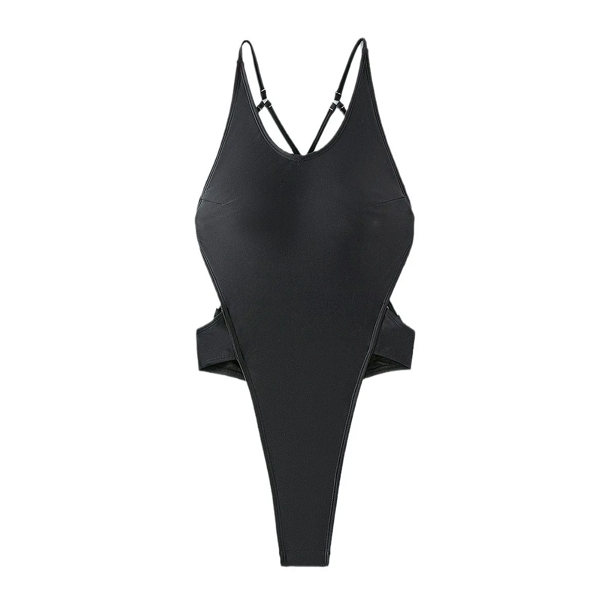 Biquíni de diamante feminino, maiô sem costas, maiô preto, tanga sexy, monocromático, férias de praia, verão de 2021, 1 pc