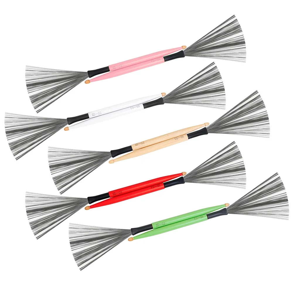Double Head Dual-Purpose Colored Metal Drumsticks, Drum Brush, Jazz Drum Stick, Percussion Instrument Tool, 1 Pair