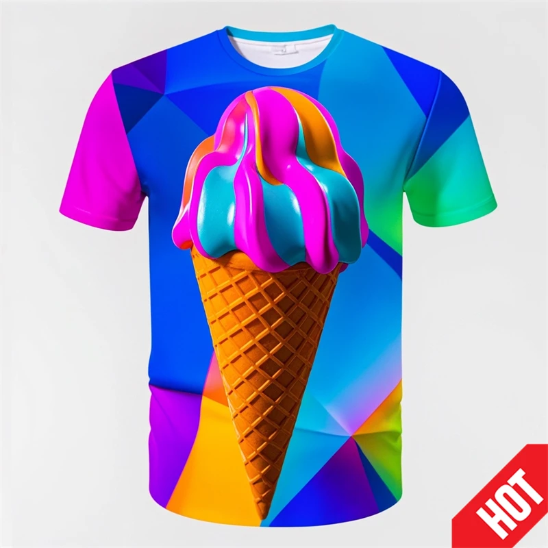 Sell Hot Summer 3d Ice Cream Printed T Shirt High Quality Cool Fashion Graphic T-shirts For Men Kid Funny Tops Tees 80s Clothes