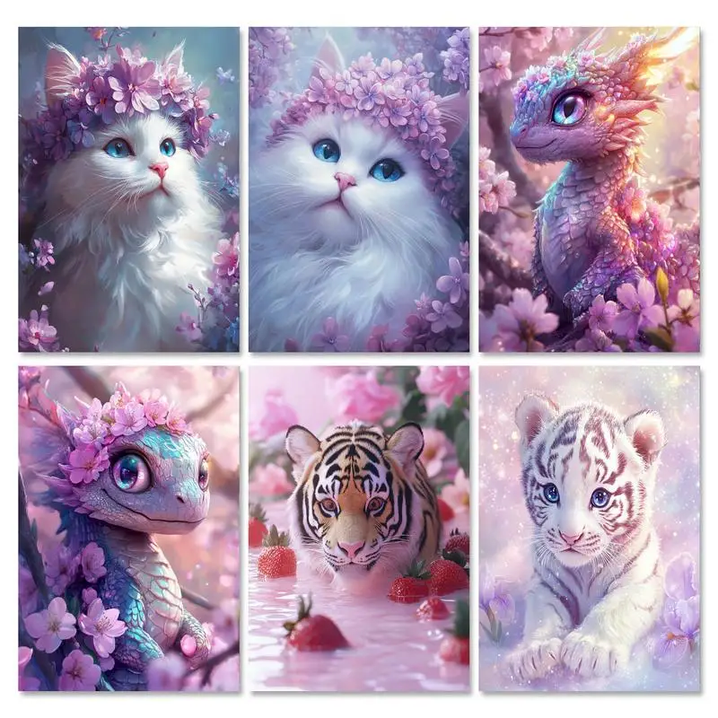 

RUOPOTY Frame Diy Painting By Number For Adults Cat Animals Modern Wall Art Picture By Numbers Handpainted For Wall Art
