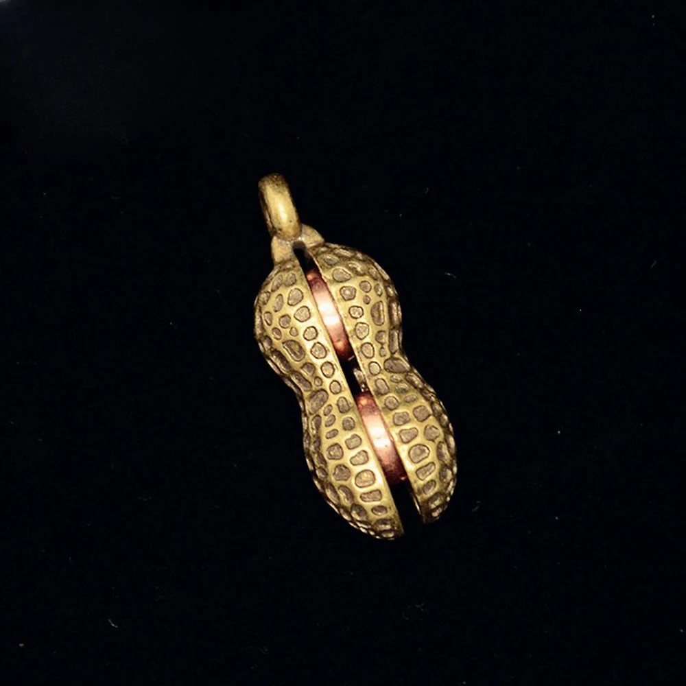 Vintage Style Brass Peanuts Biomimetic Sculpture Ornaments Creative Crafts Gift for DIY Pendant