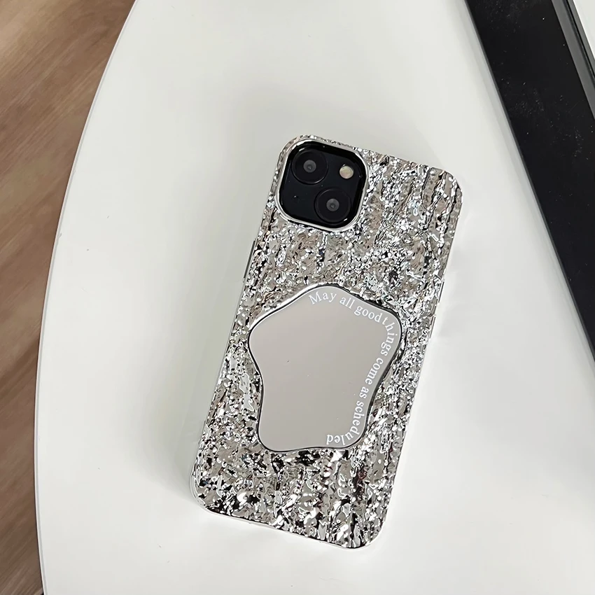 حافظة هاتف مرآة غير منتظمة لهاتف آيفون 17 16 15 14 13 Pro 12 11 Max Plus 16Pro حافظة هاتف ذات ملمس متعثر فريد من نوعه 17Pro