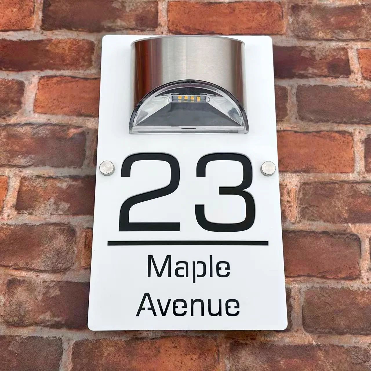 

Personalized Solar LED House Number Sign Acrylic Laser Cut Address Plaque with Family Name, Waterproof Outdoor Door & Wall Decor