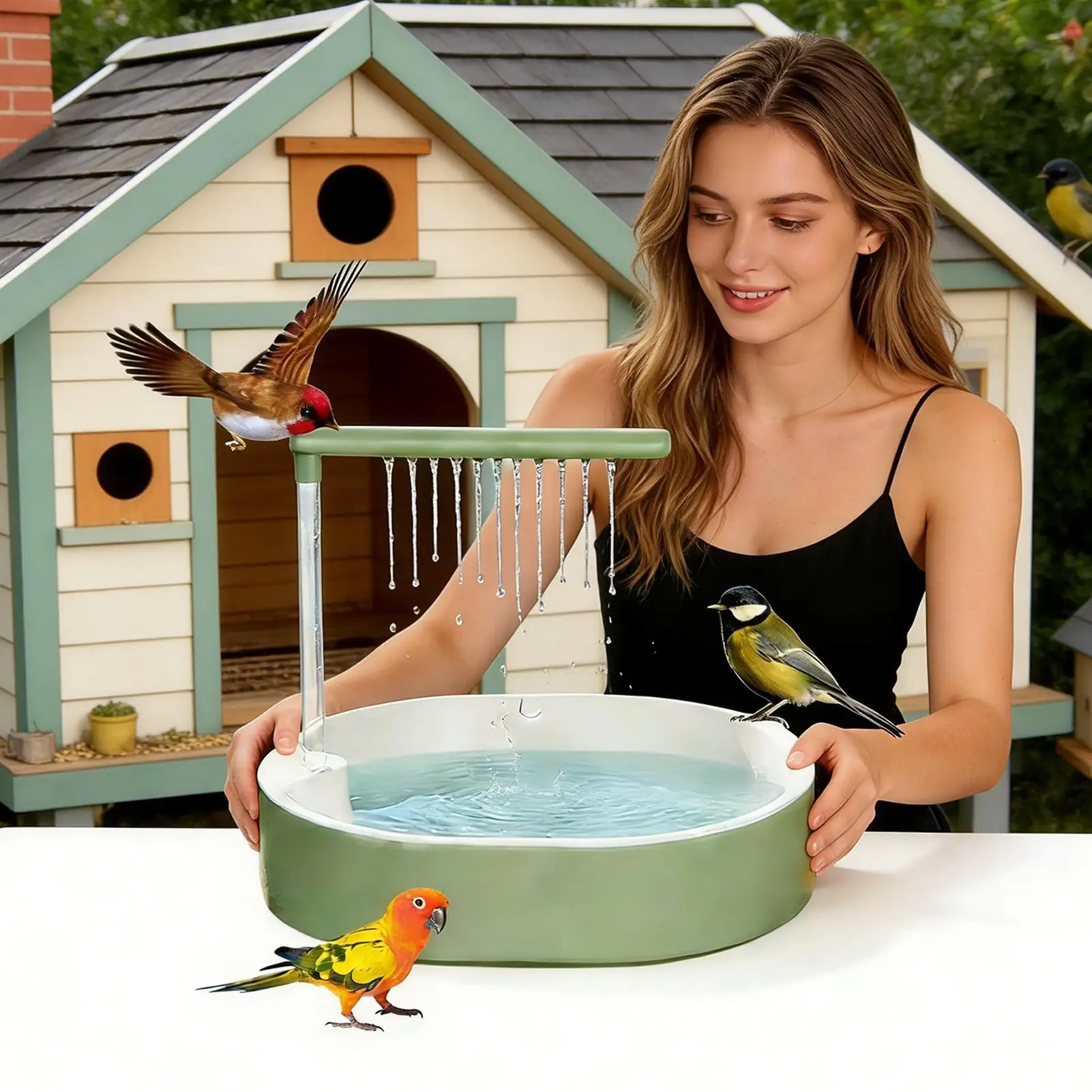 Parrot Bath Bird Cage Fountain Basin Parrotlet Shower Fountain For Home Apartment Balcony Parrot Parakeet Cockatiel Conure view 3
