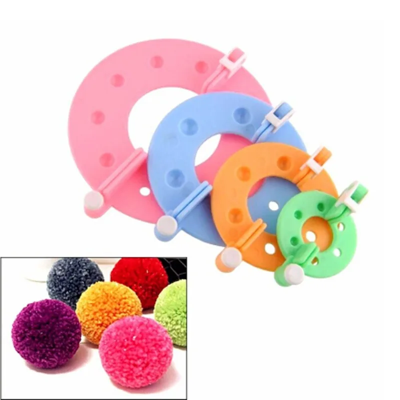 4PCS/Set Pom Pom Knitting Loom Kit Fluff Ball Weaver Needle Craft DIY Knitting Crochet Craft Tool Kit