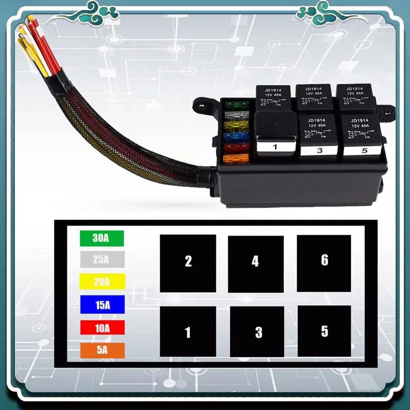 ABTU-12V Automotive Fuse And Relay Box, With Pre-Wires, Waterproof Fuse Relay Block, Universal Fuse Block And Relay Kit