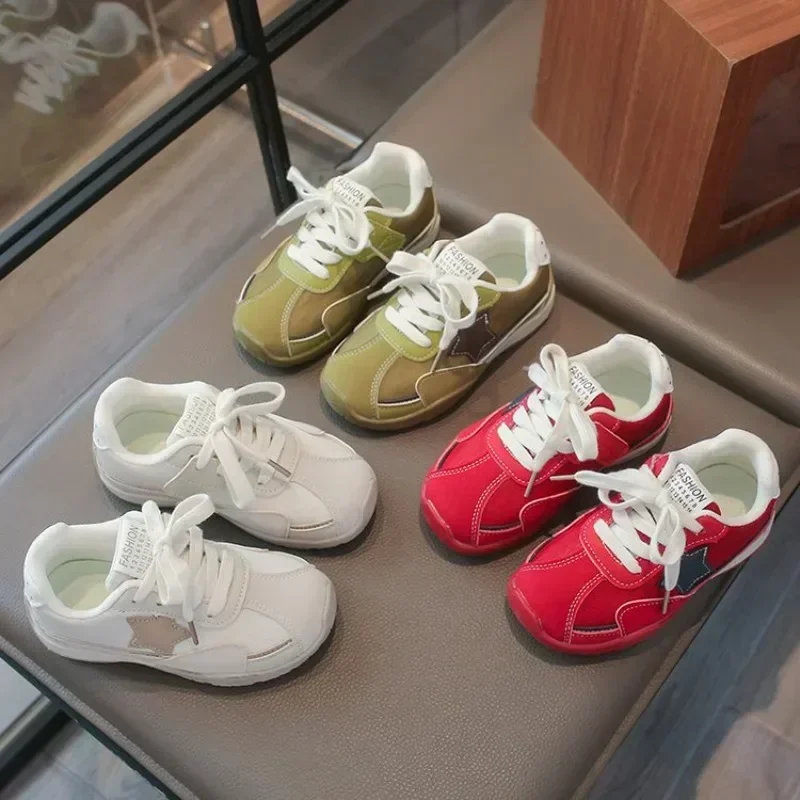 

Kids Retro Sneakers Soft Split Sole Hook and Loop Closure Breathable Lightweight Children Boys Girls Daily Walking Casual Shoes