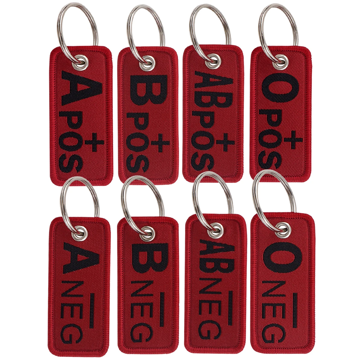 Blood Type Embroidery Key Fobs A B AB O Medical Key Tags Keychain For Motorcycles Cars Key Ring Accessories Chaveiro Gift