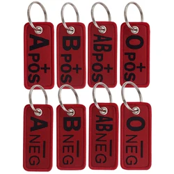 Blood Type Embroidery Key Fobs A B AB O Medical Key Tags Keychain For Motorcycles Cars Key Ring Accessories Chaveiro Gift