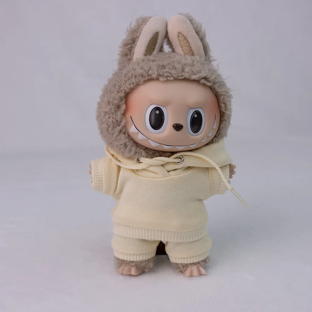 Sweat-shirt à capuche de couleur unie pour poupée Labubu, 15/17cm, vêtements de remplacement, accessoires de décoration adaptés à Ropa Labubu