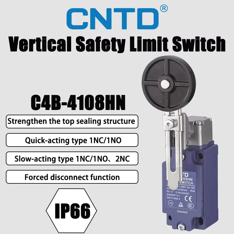 CNTD C4B-4108HN Adjustable Ball Swing Rod(rubber Ball) Vertical Safety Limit Switch Quick-action Type 6A 250V IP66 Travel Switch