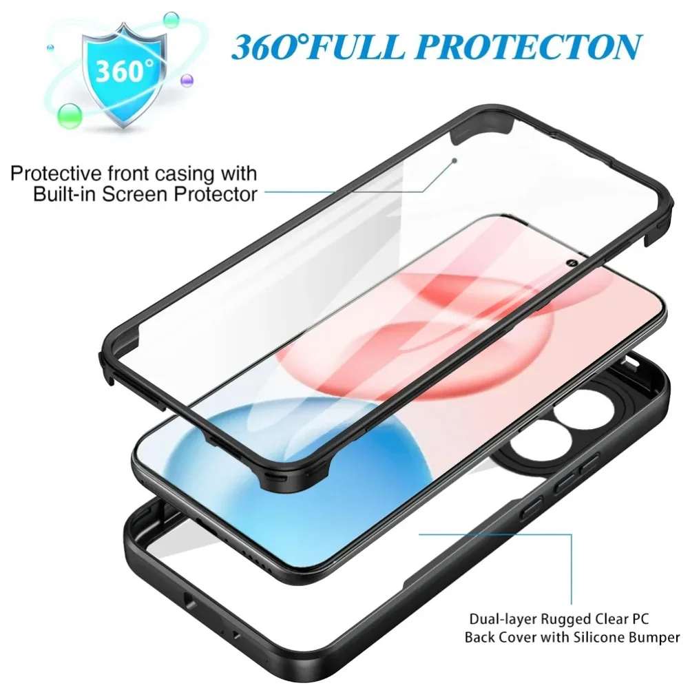 360 Full Body Grade Heavy Duty Arcylic Case For Honor 400 Pro Lite 5G Original Screen 2IN1 Clear Shockproof Bumper Protect Cover