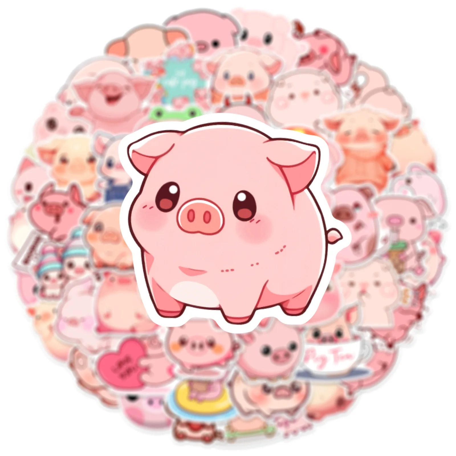 Pegatinas estéticas de cerdo rosa para niños y adultos, adhesivos bonitos de dibujos animados para ordenador portátil, teléfono, taza, álbum de