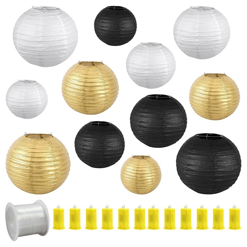 

Round Paper Lanterns Decorative With Lights Party Supplies For Wedding Graduation Anniversary Birthday Party