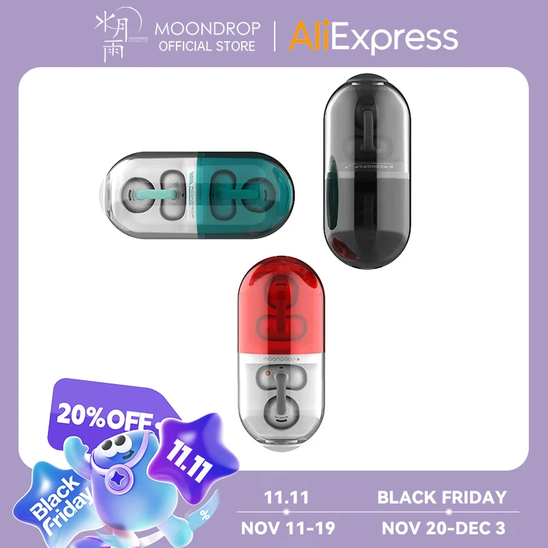 MOONDROP PILL OWS Наушники с открытым ухом Bluetooth 6.0 Подвесные наушники IPX4 с открытым зажимом для ушей Беспроводные наушники со встроенным искусственным интеллектом ENC Pill