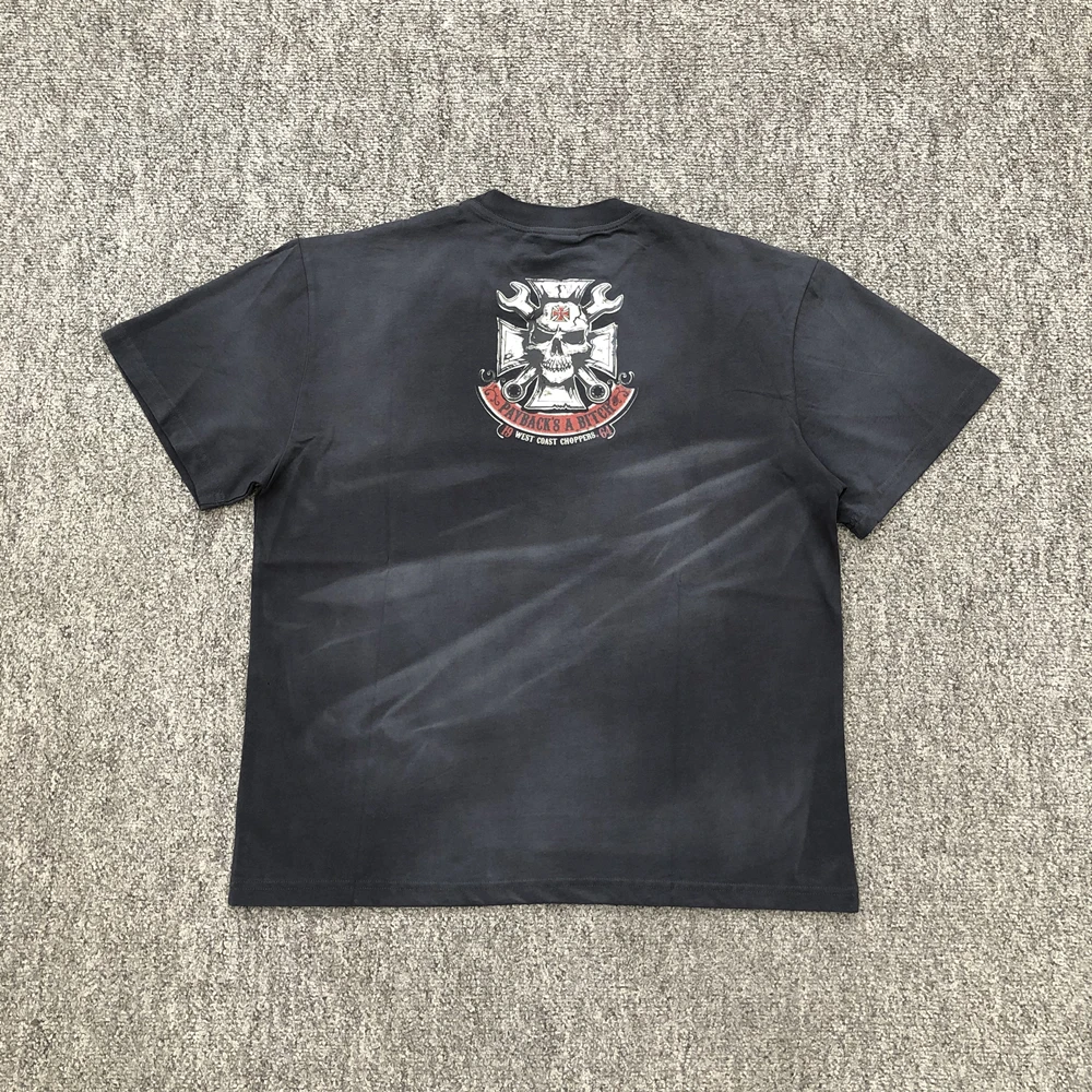 Yao Fashion Vintage Washed Oversize Loose Street Style Casual Comfortable Graphics Print 100%Cotton