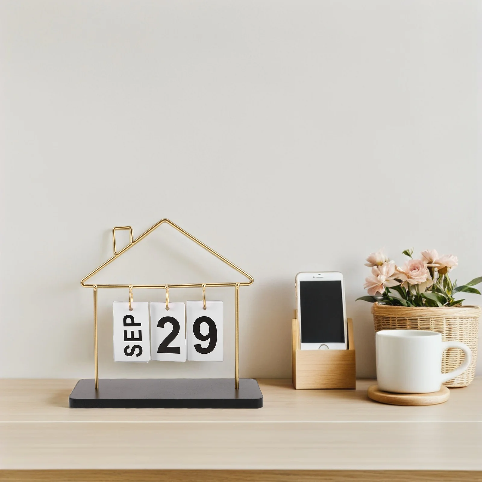 Creative Metal Perpetual Flip Calendar 2025 Desktop Organizer Office Home Desk Decoration Daily Reusable Calendar