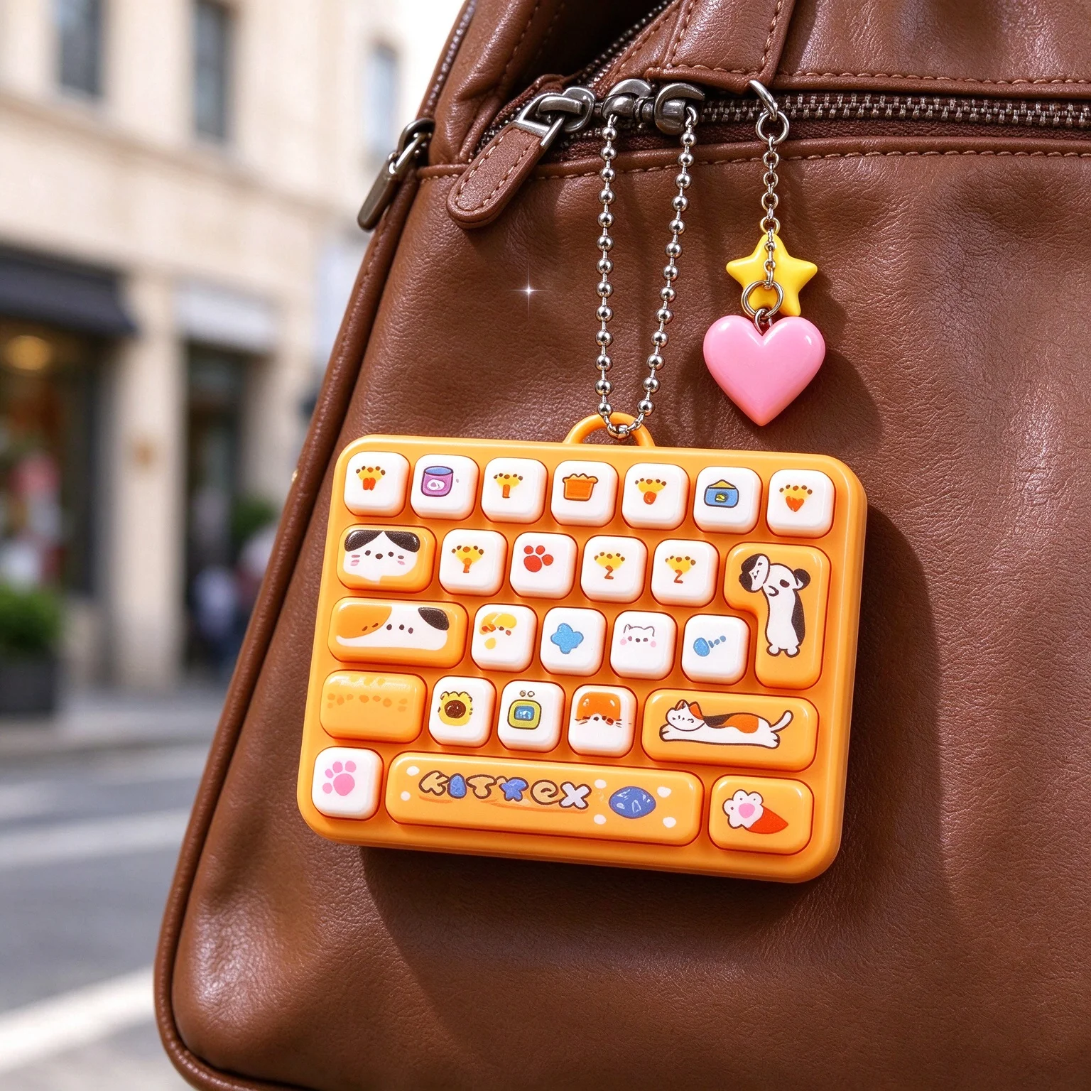 kawaii Mini 26-key Key Caps Clicker Keychain Mini 26-piece Set Keycap Clicker Anti-stress Keyboard Keyrings for Bag Charms키캡 키링