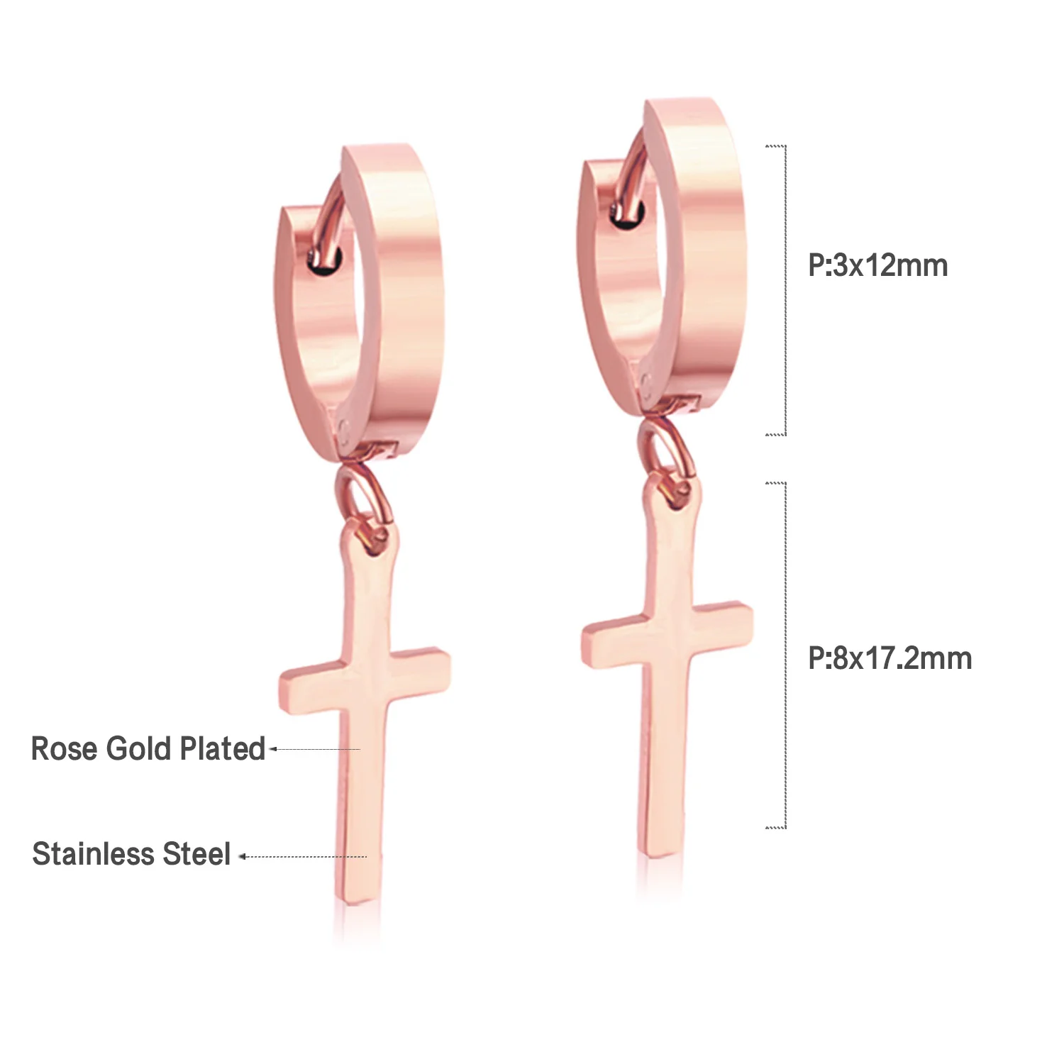 Cross Dangle Wide Hoop Earrings Men Women Multicolor Stainless Steel HipHop Street Cool Huggie Earrings Trendy Fashion Jewelry
