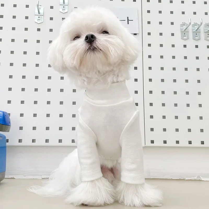 Winter Warm Dog Clothes Solid Color Bottoming Shirt Thin Section Than Bear Pullover Puppy Home Clothes Two-legged Clothes