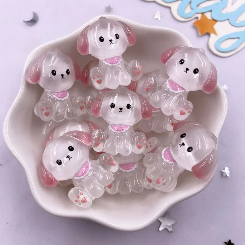 10PCS Resin Kawaii Colorful Candy Color Cartoon Panda Rabbit Bear Fox Flatback Stone Figurine Scrapbook DIY Bow Home Decor Craft