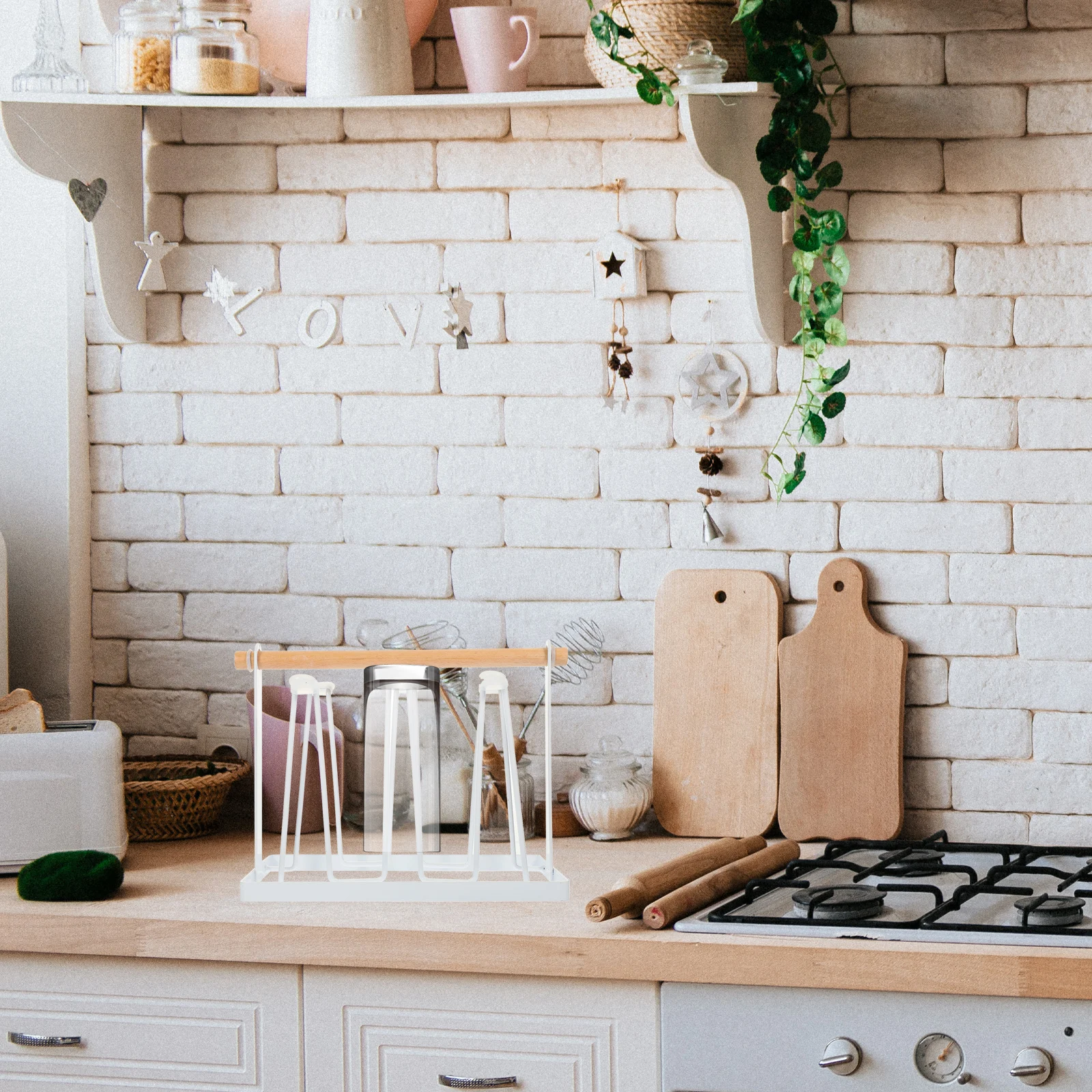 

Iron Wood Cup Storage Rack Eco Friendly Kitchen Household Cup Rack Mug Tree Bracket Home Cafe Hotel Restaurant