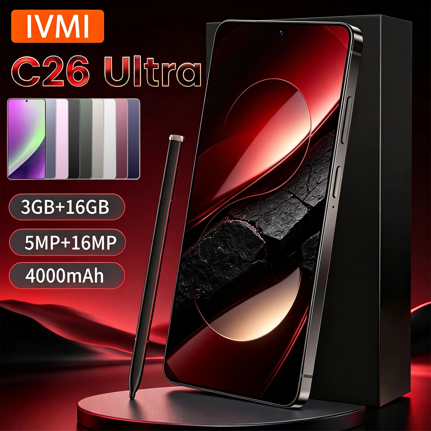 IVMI C26 Ultra Smartphone 6.9 Inch 3GB RAM 16GB ROM Face ID Unlocked 4G Mobile Phone Support Google Play Store Android 10