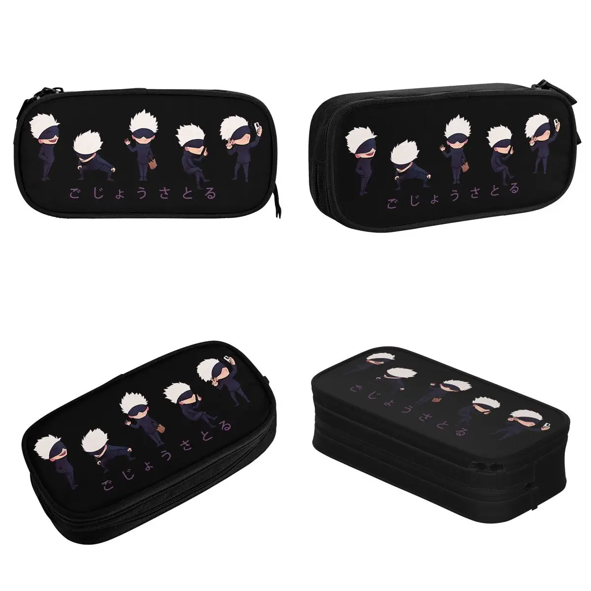 Imagem -02 - Lil Gojo Lápis Case Jujutsu Kaisen Satoru Feitiçaria Fight Pen Pouch Grande Capacidade Bolsa Presentes de Escritório Papelaria Bag