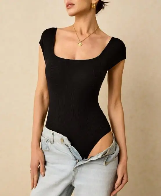 

Summer Style Retro Temperament Hepburn Style Square Neck Short Sleeved Backless Knitted Top Jumpsuit for Women