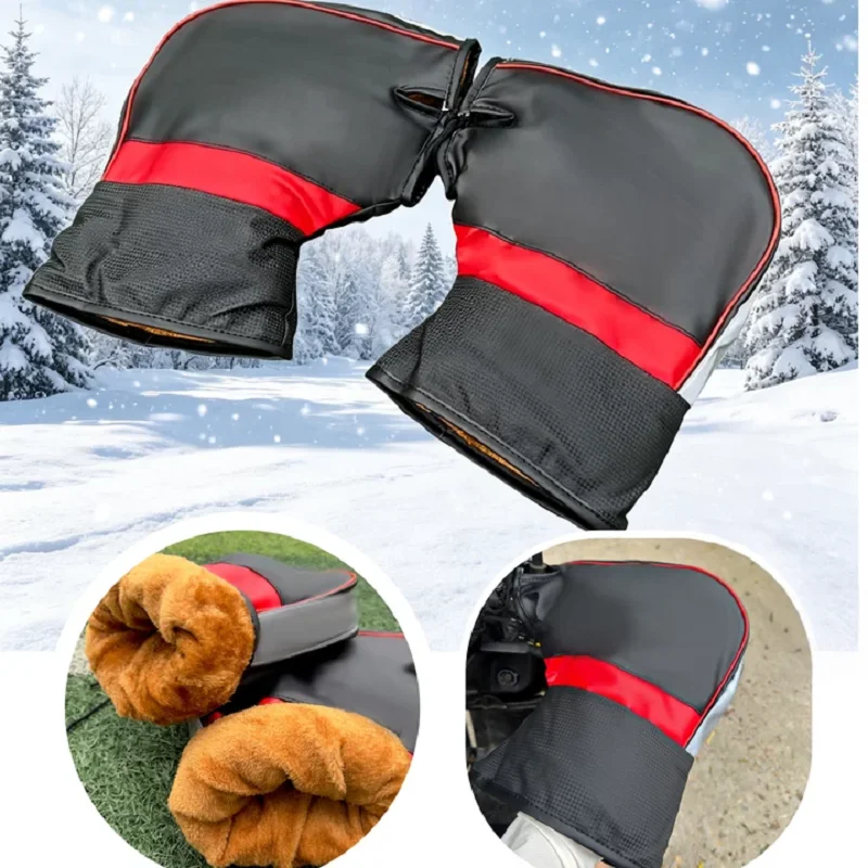

Winter Warm Handlebar Covers for Motorcycle & E-Scooter, Windproof Thick Muffs with Reflective Strips, Waterproof Cold Weather G