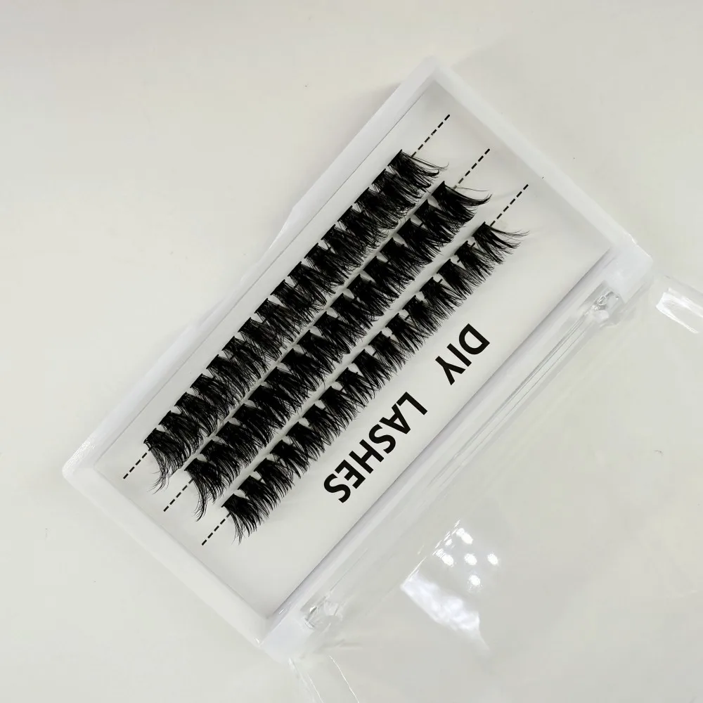 工場価格 3列まつげクラスタートレイ 卸売 DIYまつげブック ヴィーガン プライベートラベル セグメントDIYまつげ