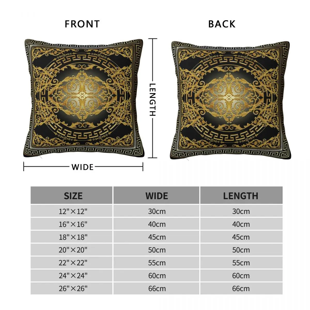 Golden White Baroque Style Square Pillowcase Polyester Linen Velvet Creative Zip Decor Home Cushion Cover