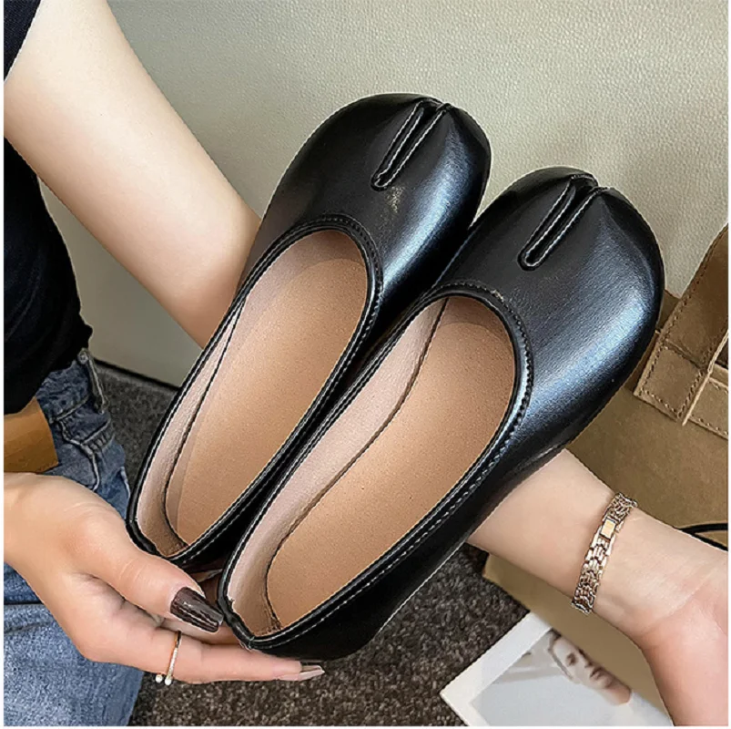 

Tabi Ninja Shoes Women Cozy Leather Flats Split Hoof Toe Loafers Femme Mary Jeans Mocasines Ladies Ballerina Shoe