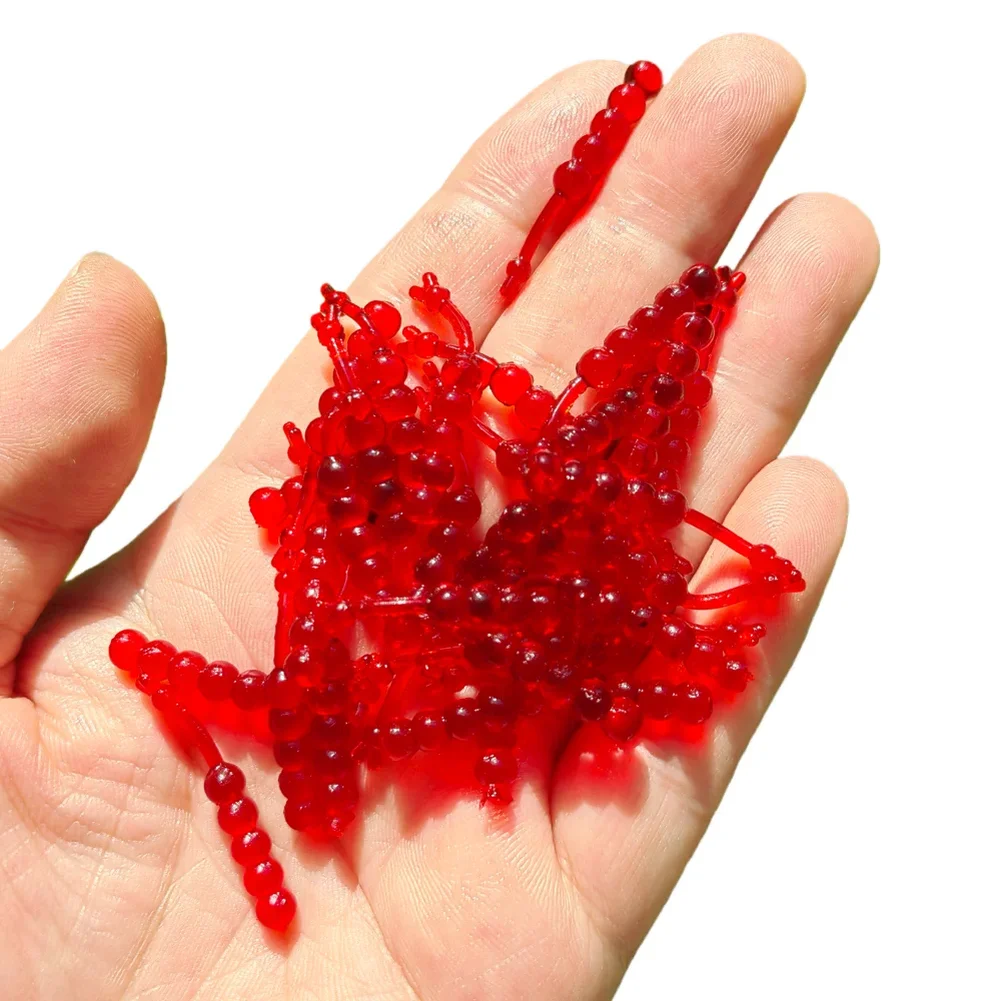 Soft Plastic Maggot Lure Red Worm Bait 2-3cm Biomimetic Segmented Design For Trout Bluegill Perch Ice Fishing