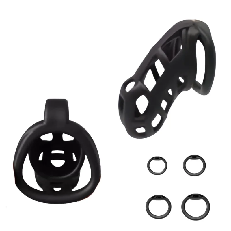 Erotic ABS Mamba Chastity Device with 4 Penis Rings BDSM Pussy Cock Cage Mini Lock for Men Unique Bondage Practice Sex Toys