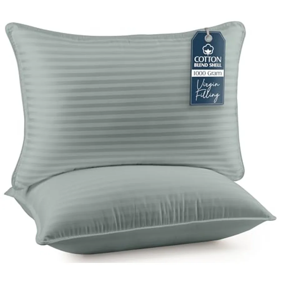 

Bed Pillows for Sleeping Queen Size Light Grey Set of 2 Cooling Hotel Quality Ideal for Back Stomach or Side Sleepers Enhances