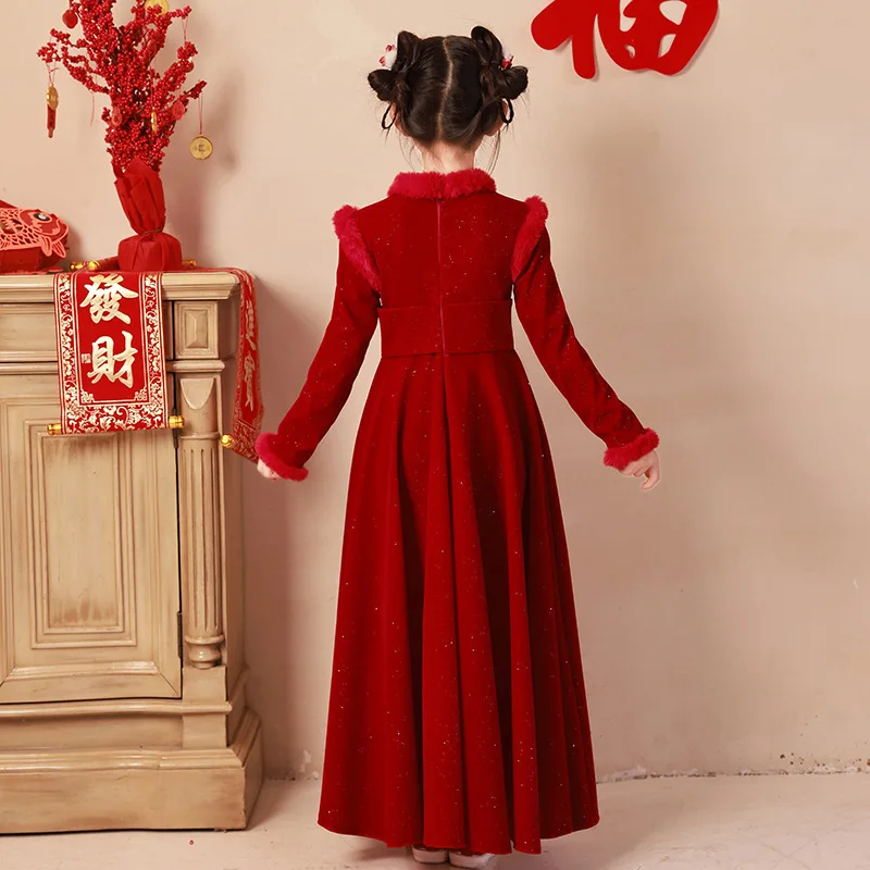 Vintage Kids Cheongsam Wedding Flower Girl Dress Children Party Birthday Gift Dresses Girls Chinese Festive New Year Clothes