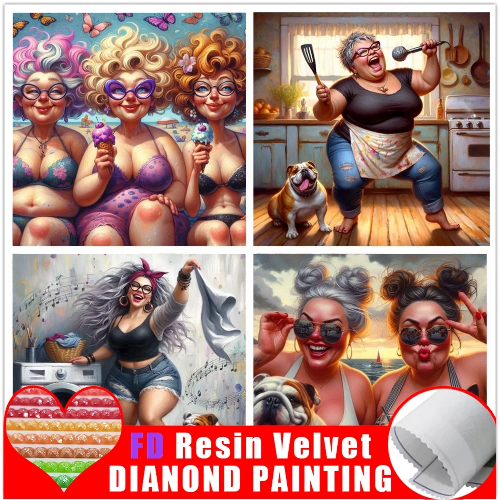 

FD смола 5D DIY алмазная живопись мультфильм сексуальная толстая девушка полная квадратная и мозаичная вышивка крестиком краска домашний декор