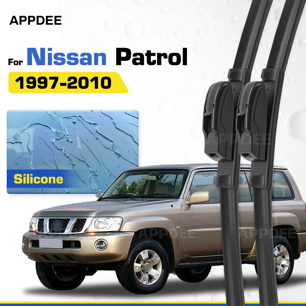 Silicone & Rubber LHD&RHD Front Wiper Blades Set For Nissan Patrol Y61 1997-2010 Coated Windshield Windscreen Window Brushes