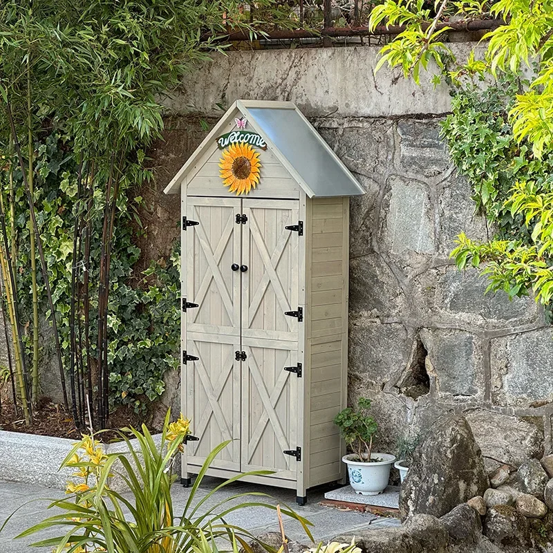 LH. solid wood locker courtyard garden sundries storage wooden box waterproof and sunscreen multi-function