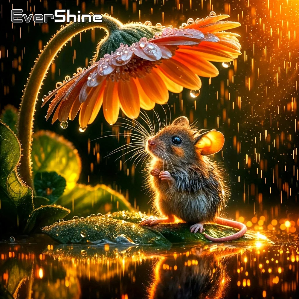 

EverShine Diamond Mosaic Sunflower Embroidery Flower Full Square Painting Mouse Rhinestones Picture Cross Stitch DIY Wall Decor