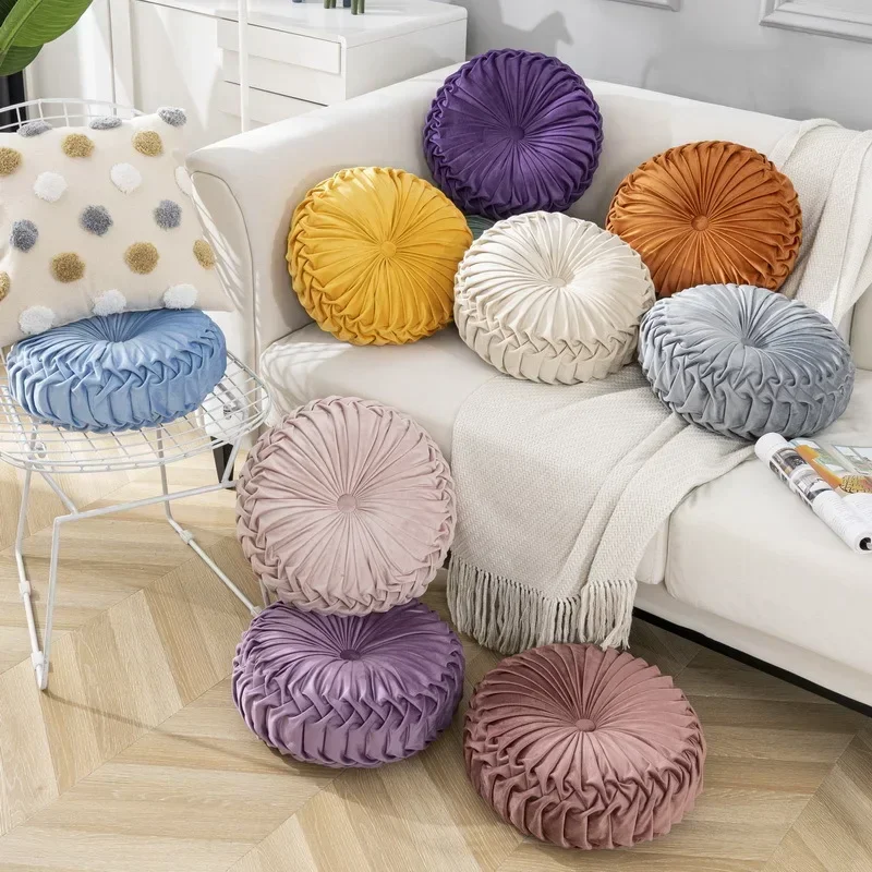 

Throw Pillow for Couch Decorative 3D Pumpkin Vehicle Wheel Round Velvet Cushion for Sofa Bed Chair Floor Coussin Canapé