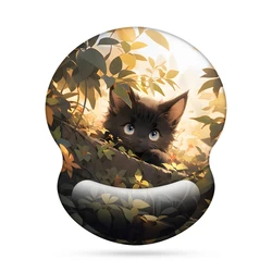 1pc The Forest And Cat Mouse Pad Wrist Ergonomic Soft Anti-Slip Wrist Rest Support Mat Computer Mouse Pad For Office PC Gift