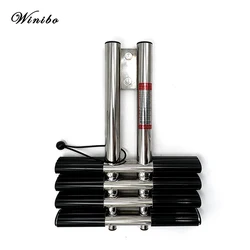 Winibo Stainless Steel 4 Steps Non Slip Foldable Ladder with Rubber Grips Marine Yachts Accessories Hardware