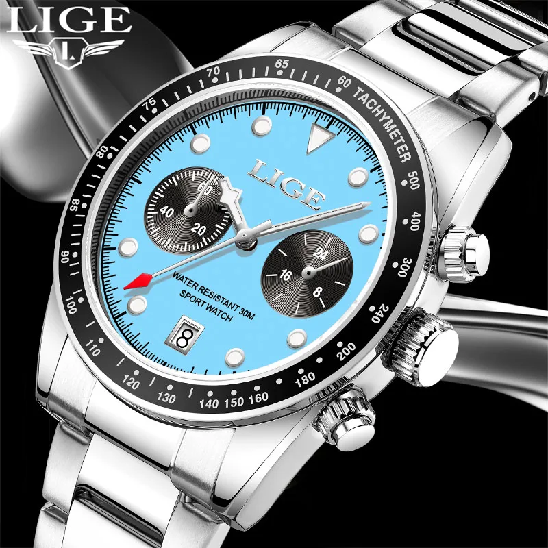 New Watches for Men Top Luxury Brand LIGE Quartz Men’s Watch Sport Waterproof Wrist Watches Chronograph Date Relogio Masculino